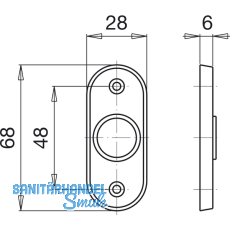 GRUNDMANN Drckerrosette WG oval, sichtbar geschr., 27 x 67 x 6 mm, Alu pol(16)