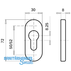 GRUNDMANN Blindrosette GEOS 29 x 71 x 8 mm, Edelstahl