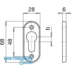GRUNDMANN Zylinderrosette PZ,WG sichtbar geschraubt, 27 x 67 x 6, Alu poliert