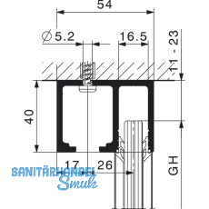 Laufschienenset HAWA-Junior 80 Festverglasung, 4000 mm, Edelstahl-Effekt