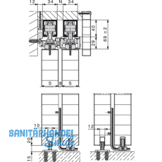 Teleskopbeschlag HAWA-Telescopic 80/2, 2-flg. Flgelb. 500-1200 mm