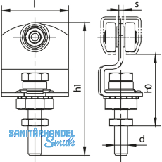 Rollapparat HELM 485 einpaarig mit Drehlager, Stahl gelb passiviert