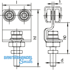 Rollapparat HELM 386 zweipaarig mit Drehlager, Stahl gelb passiviert