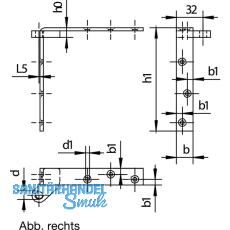 Tragwinkel HELM 397, rechts, Loch- 5,9 mm, Stahl gelb passiviert
