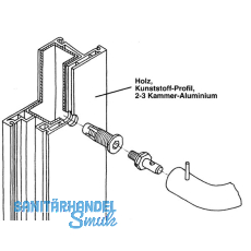 HEWI Befestigungszubehr BA 5.2 gerade - TS 40 - 50mm, Stahl verz.