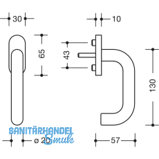 HEWI Fenstergriff 111 FG. 1 - verdeckt geschr., VK 7 x 30 mm, reinwei