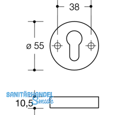 HEWI Zylinderrosette flach 306.23 FS stahlblau