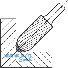 LUKAS HM-Frsstift Form C Walzenrund Kopf  12 mm Lnge 25 mm Zahnung 4 Inox