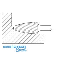 LUKAS HM-Frsstift Form F Rundbogen Kopf  12 mm Lnge 25 mm Zahnung 7