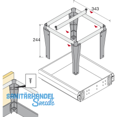 HETTICH SYSTEMA TOP 2000 Hngerahmen, 350 x 244 x 350 mm, Alu- Finish