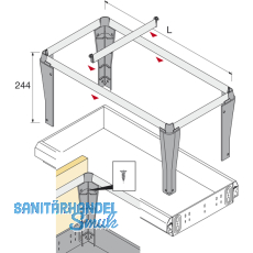 HETTICH SYSTEMA TOP 2000 Hngerahmen, EB 392 mm, ET 530 mm, schwarz