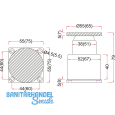 Haftmagnet-Gegenplatte, Gr. 05, m. Federung, Platte 75 x 75 mm, Stahl verzinkt