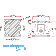 Haftmagnet-Gegenplatte, Gr. 05, schwenkbar, Platte 55 x 55 mm, Stahl verzinkt
