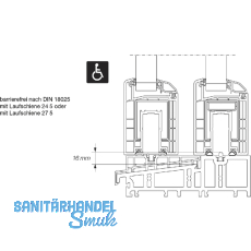 HAUTAU ATRIUM HS 300 Laufschiene Nr. 24 TT2, H=5 mm, L=6500 mm, silber eloxiert