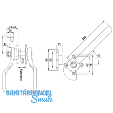 Hebelverschluss beidseitig m. Schlieblech, rechts, Temperguss silberfrbig