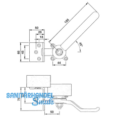 Hebelverschluss einseitig m. Winkelschlieblech, links, Temperguss silberfrbig
