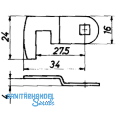 HEKNA 542 Zylinder-Hebelschloss, links, Schliehebel glatt, L 40 mm, Zamak