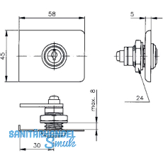HEKNA 544 Zylinder-Hebelschloss, nach unten, Zamak