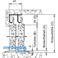 Beschlgegarnitur HELM 25 2-flgelig 1500 mm