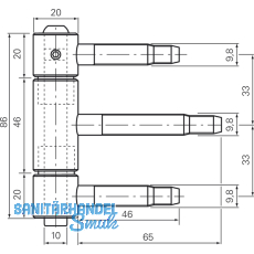Herkula-Band 3-teilig, m. Aushngesicherung,  20 mm, Stahl schwarz brniert