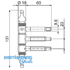 Einbohr-Zierband 3-teilig, m. Aushngesicherung,  18 mm, Stahl vermessingt