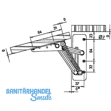 Hochstellsttze HL, LINKS, Tragkraft max. 9KG, Stahl vernickelt