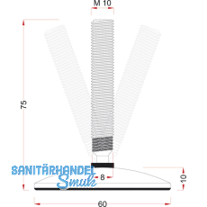 Hhenverstellschraube mit Gelenk, 60, M10x60, Edelstahl gebrstet/FE verzinkt
