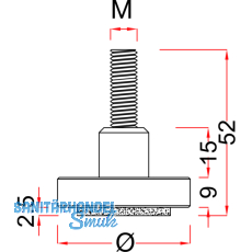 Hhenverstellschr. mit AL-Teller u.Filz-Gleiter,40, M10x25, AL pol./FE verzi.
