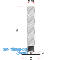 Hhenverstellschr. mit angefrsten 4-Kant, 40, M10x60, Edelstahl geb./FE verzi.