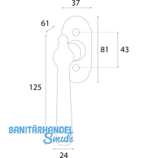 HALC Fenstergriff FULP - sichtbar geschraubt, 7x40, 125, Eisen verzinkt