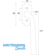HALC Fenstergriff SLL - sichtbar geschraubt, 7x40, 117, Eisen verzinkt