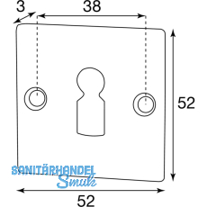 HRTNAGL Rosette eckig WC,- HALL u. Sll, 52x52 mm, verzinkt schwarz passiviert