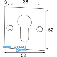 HRTNAGL Zylinderrosette eckig PZ,- HALL u. Sll, 52x52 mm, verz schwarz passiv