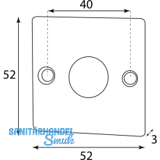 HRTNAGL Rosette eckig WC,- HALL u. Sll, 52x52 mm, verzinkt schwarz passiviert