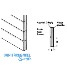 Standard Rollladenmatte, Breite 900 mm, Lnge 2400 mm, Euro Buche gedmpft roh