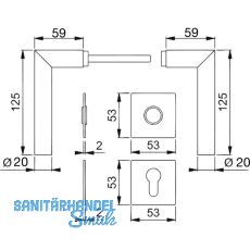 HOPPE Drckergt. AMSTERDAM - auf Ros. PZ, TS35 - 45, Edelstahl