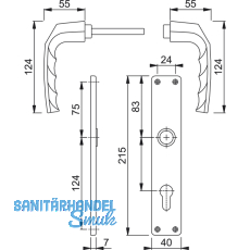 HOPPE Drckergt. BIRMINGHAM - auf LS BB90, TS30 - 49, silber eloxiert