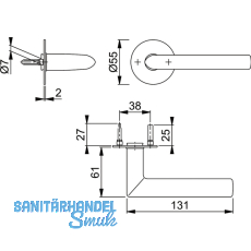 HOPPE Drcker STOCKHOLM auf Drckerrosette, TS35 - 45, EdSt.matt