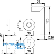 HOPPE SH - Drckerhalbgt. AMSTERDAM - zu SH-Knopflangschild, PZ, EdSt. matt