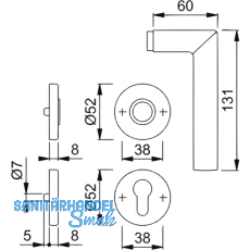 HOPPE SH - Drckerhalbgt. STOCKHOLM - zu SH-Knopflangschild, PZ, EdSt. matt