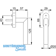 HOPPE Fenstergriff AMSTERDAM - verdeckt geschr., VK 7 x 35 mm, Edst. matt