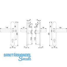 HOPPE Drckergt. LIVERPOOL - auf LS PZ92, TS77 - 82, VK8, Messing - PVD