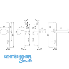 HOPPE Wechselgarnitur LUXEMBOURG - m Knopf u. LS PZ88, Alu silber elox