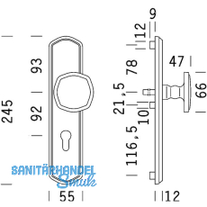 HOPPE SH-Wechselgt. MNCHEN - auf LS PZ88, TS75-80 Re, TS-80, oK., Mess. PVD