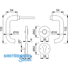 HOPPE Drckergt. PARIS - auf Ros. PZ, TS37 - 42, Edelstahl matt