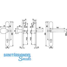 HOPPE SH-Wechselgarnitur PARIS m Schmalschild PZ92, VK 8, silber elox