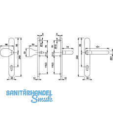HOPPE SH-Wechselgarnitur PARIS m Schmalschild PZ92, VK 8, Ed matt