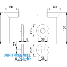 HOPPE Drckergt. STOCKHOLM - auf Ros. BB, TS40 - 45, Edelstahl matt