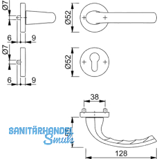 HOPPE Drckergt. TOKYO - auf Ros. PZ, TS38 - 42, silber eloxiert