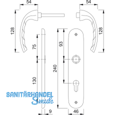 HOPPE Drckergt. TOKYO - auf LS PZ88, TS37 - 42, Edelstahl Effekt